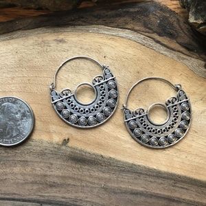 Brand New,  Unique White Steel Hoop Earrings